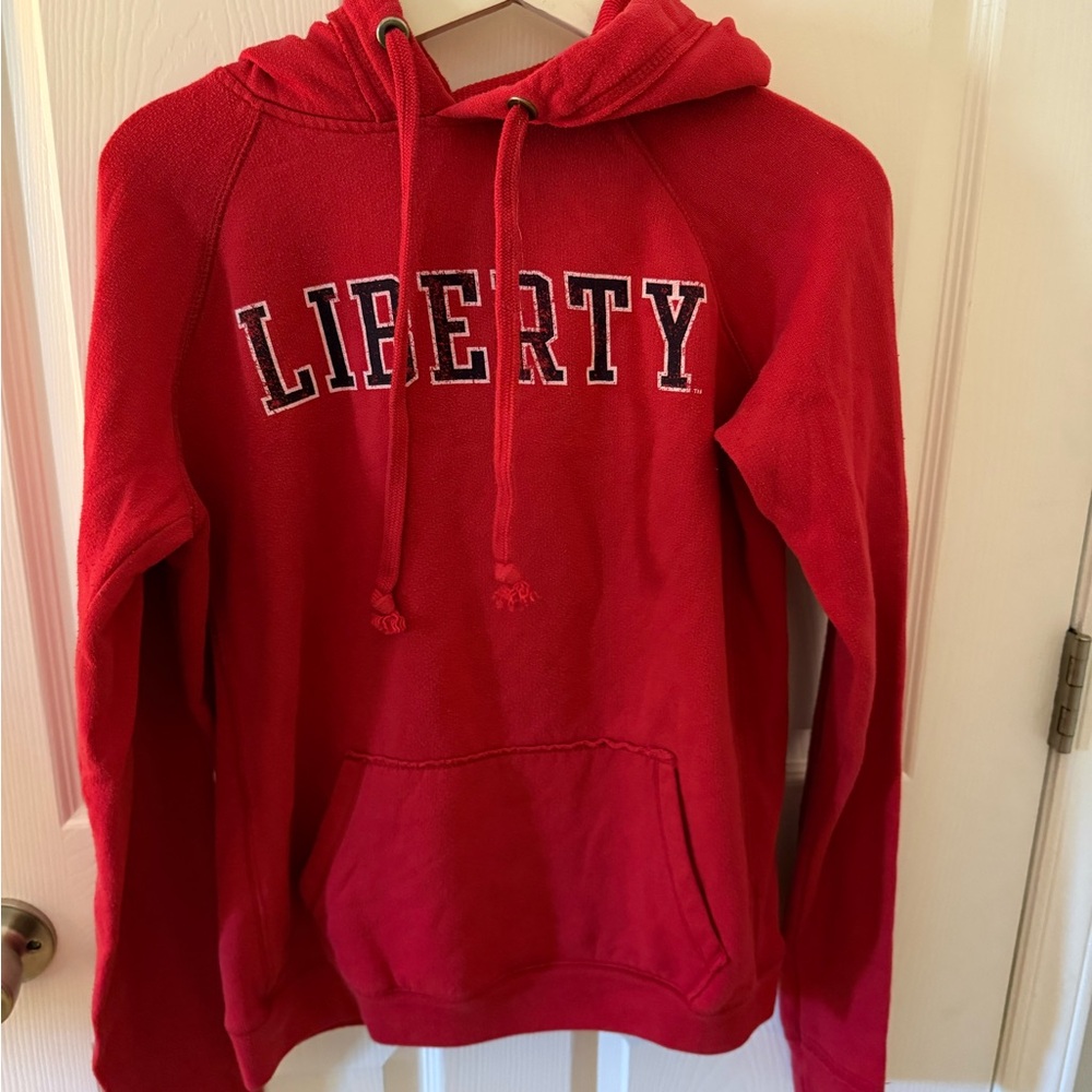 Liberty League Red Collegiate Hoodie with waffle lined hood